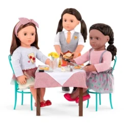 Our Generation Dining Table & Chairs Furniture Set With Play Food For 18" Dolls - Pizza With You