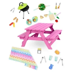 Our Generation Picnic Table Set With Play Food Accessories For 18" Dolls - Pink -Our Generation GUEST e2cb7f01 f9b3 431a bced c92065e433ab